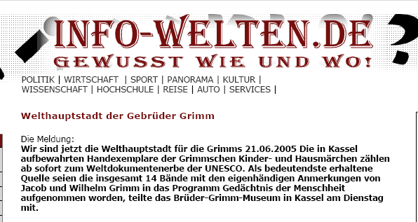 Welthauptstadt der Gebrüder Grimm